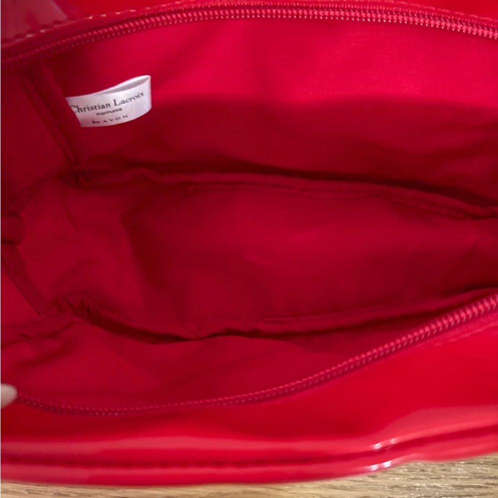 Christian LaCroix Rouge Glossy Red Pouch Makeup Bag Avon Approx 9”x 5”x3”